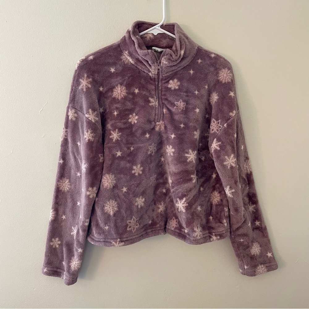 Cozie by Pink Rose pink and purple‎ snowflake faux fur warm winter fluffy top